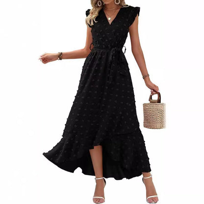Dress Ruffle Sleeve S Wave Bohemia Elegant Maxi Dress